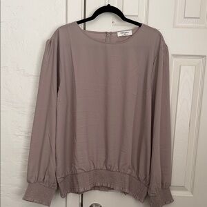 Zenana Outfitters Mauve Taupe Long-Sleeve Blouson Top